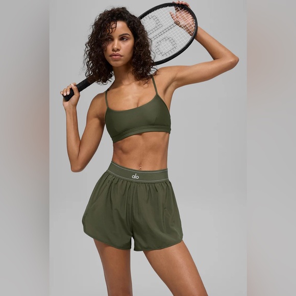 Limited Edition ALO Olive Match Point Shorts - Picture 2 of 5